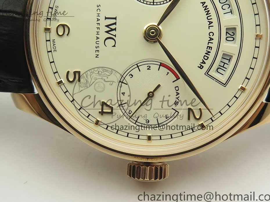 MIROTIME 0406 Thermal Portuguese Real PR Real Annual Calendar IW503501 RG ZF 1:1 Best Edition White Dial on Black Leather Strap A 7150